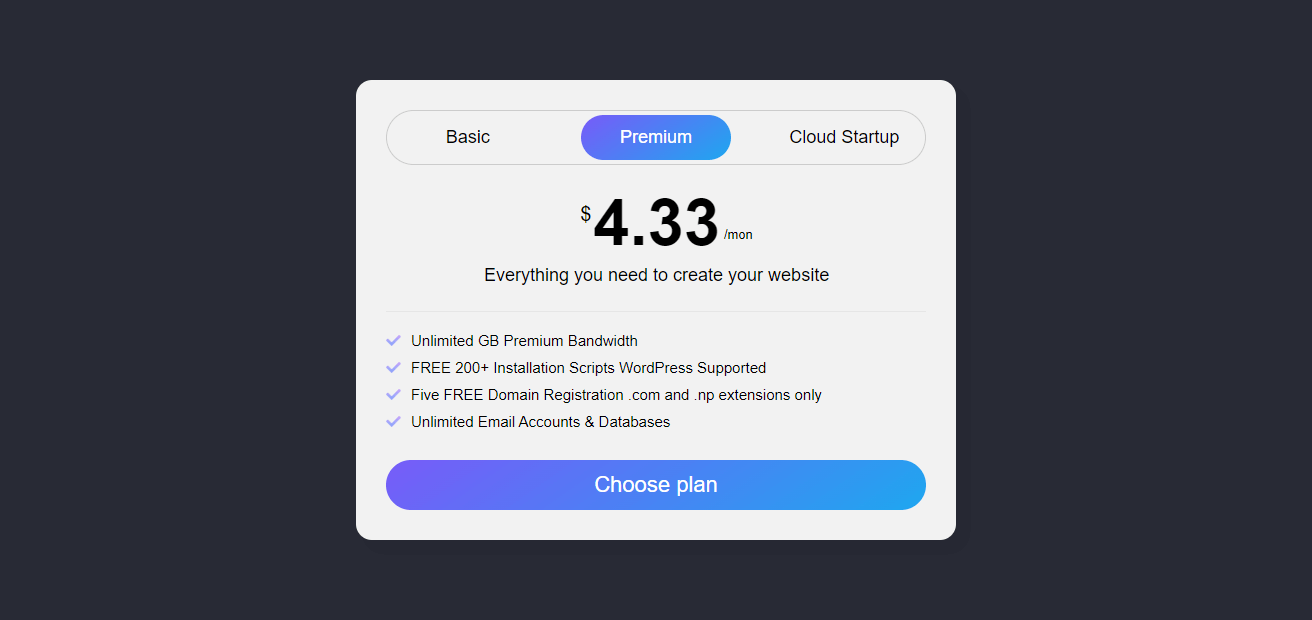 Pricing Card 